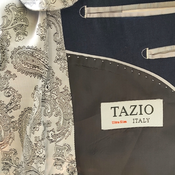 Tazio Italy Elegant Dark Blue Men's Slim Fit Suit - Picture 9 of 10